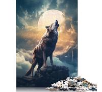 Puzzle Mystic Moon Wolf pour Adultes, 1000 pièces. Jeu de Puzzle Stimulant et Amusant. Dimensions : 38 x 26 cm.