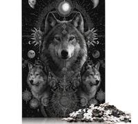 Puzzle Mystic Wolf Cosmos de 1000 pièces pour Adultes, Puzzles en Bois, Jeux éducatifs pour Enfants, 1000 pièces (75 x 50 cm)