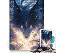 Puzzle Mystical Wolf Ciel Nuageux pour Adolescents 1000 pièces Think Toy Apaisant et Amusant Art aux Découpes Nettes Objet de Collection (38x26cm)