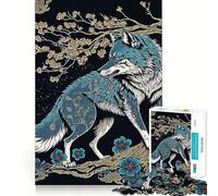 Puzzle Mystical Wolf Japan 1000 pièces pour Adolescents Développement de la mémoire Conception Anti-Stress Cadeau touchant (38x26cm)