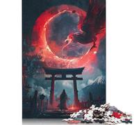 Puzzle Mystique Aigle Noir Torii 500 Pièces Puzzles Puzzle en Bois pour Adultes et Adolescents Puzzles pour Adultes 500 pièces (52x38cm)