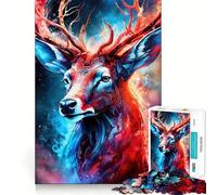 Puzzle Mystique Cerf Néon pour Adolescents 1000 Pièces Think Toy Apaisant et Amusant Art aux Découpes Épurées Collection (38x52cm)