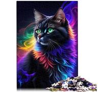 Puzzle Mystique Chat Noir 1000 Pièces Puzzles Puzzle en Bois pour Adultes et Enfants à partir de 12 Ans Apprentissage Jouet Éducatif 29.5" x 19.7"/75 * 50cm.