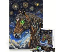 Puzzle Mystique du Cheval Céleste 1000 Pièces pour Adultes Exercice Mental,Évasion et Conscience Surprise de Noël Snug Lock (38x26cm)