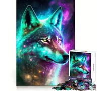 Puzzle Mystique Nébuleuse Loup 1000 Pièces Jeu de logique Solide Moments de complicité Bords Nets (38x26cm)