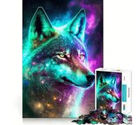 Puzzle Mystique Nébuleuse Loup 1000 Pièces Jeu de logique Solide Moments de complicité Bords Nets (38x26cm)
