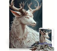 Puzzle Mythique Cerf Blanc Adolescents 1000 Pièces Jeu de Réflexion Atelier Amusant et Apaisant Objet de Collection à Assembler (50x75cm)