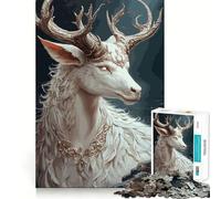 Puzzle Mythique Cerf Blanc pour Adultes 1000 Pièces Jeu de Concentration et de Détente Bordure Fine Choix du Père Noël (38x26cm)
