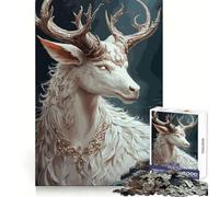 Puzzle Mythique Cerf Blanc pour Adultes 1000 Pièces Jeu de Concentration et de Détente Bordure Fine Choix du Père Noël (38x26cm)