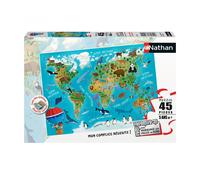 Puzzle N Nathan Puzzle 45 P - Carte Du Monde Des Animaux