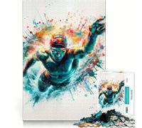 Puzzle Nageur en Mouvement pour Adolescents 1000 Pièces Jeu Intelligent et Apaisant Découpe Facile Cadeau 50x75cm