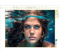 CALVENDO Puzzle Nixe aux Yeux Bleu Acier sous l'eau | 1000 pièces de Taille de la Ponte 64 x 48 cm Puzzle Photo pour des Heures heureuses