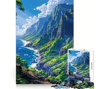 Puzzle Napali Hawaii Pixel Art pour Adultes,1000 pièces,Concentration,Plaisir en Douceur,Art d'assemblage,Cadeau de Noël (38x26cm)