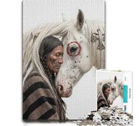 Puzzle Native American Man and Horse Portrait pour Adultes, 500 PCS