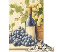 Puzzle Nature Morte Bouteille de vin et Raisins 500 pièces Puzzle en Bois pour Adultes et Plus de 18 Ans Jouet Anti-Stress 500 pièces (52x38cm)