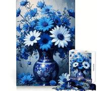 Puzzle Nature Morte Florale Bleue et Blanche pour Adultes, 1000 pièces, pour Une réflexion créative et apaisante, Bords précis, Surprise de Noël (50x75cm)