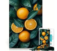 Puzzle Nature Morte Oranges et Feuilles 1000 pièces pour Adolescents Souvenirs, détente, Moments sereins Découpe Lisse, Cadeau élégant (38x26cm)