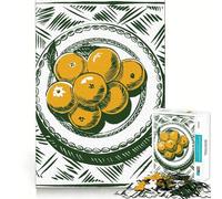 Puzzle Nature Morte Oranges sur Assiette 1000 pièces pour Adolescents Souvenirs, détente, Moments de sérénité Découpe Lisse, Cadeau élégant (38x26cm)