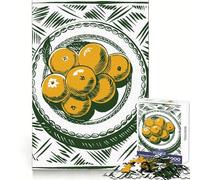 Puzzle Nature Morte Oranges sur Assiette 1000 pièces pour Adolescents Souvenirs, détente, Moments de sérénité Découpe Lisse, Cadeau élégant (38x26cm)