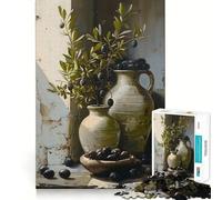 Puzzle Nature Morte Rustique d'oliviers pour Adolescents, 1000 pièces, stimule la mémoire, Moments de sérénité, Cadeau d'anniversaire de qualité supérieure (38x52cm)