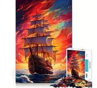 Puzzle Navigation au Coucher du Soleil pour Adolescents, 1000 pièces, décoration Murale apaisante et Amusante aux découpes nettes (38x26cm)