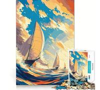 Puzzle Navigation au Coucher du Soleil pour Adolescents, 1000 pièces, pour stimuler la mémoire et soulager la Tension, Bords Nets, œuvre d'art (50x75cm)