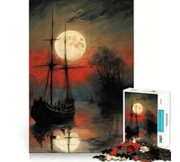 Puzzle Navigation sous la Pleine Lune pour Adolescents, 1000 pièces, Jeu de réflexion, Jouet Relaxant, découpe soignée, Cadeau Exquis (50x75cm)