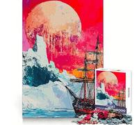Puzzle Navigation sous Une Lune Pourpre pour Adultes, 1000 pièces, pour stimuler la mémoire, Jeu de Groupe, Assemblage du Motif, Surprise de Noël (50x75cm)