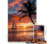 Puzzle Navigation vers Le Coucher du Soleil 1000 pièces pour Adultes Stimule la mémoire Jeu de société Bords Nets Cadeau élégant (50x75cm)