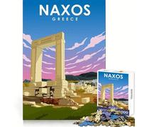 Puzzle Naxos Affiche de Voyage d'été 1000 pièces Découpe Laser Idéal pour Les Adolescents Améliore la mémoire Attente agréable Pendant Les Moments de détente Surprise d'anniversaire (50x75cm)