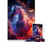 Puzzle Nébuleuse Cheval Rouge et Bleu 1000 Pièces pour Adolescents Stimule la Mémoire Détente et Loisirs Bords Lisse Liste de Souhaits du Père Noël (50x75cm)