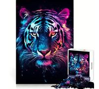 Puzzle Nébuleuse du Tigre Néon pour Adolescents 1000 Pièces Jeu de Train Logique Confortable et Découpe Lisse Cadeau de Festival (38x52cm)