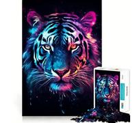 Puzzle Nébuleuse du Tigre Néon pour Adolescents 1000 Pièces Jeu de Train Logique Confortable et Découpe Lisse Cadeau de Festival (38x52cm)