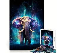Puzzle Nébuleuse Éléphant Néon 1000 Pièces pour Adolescents Jeu de Rappel Apaisant et Découpe Claire Cadeau Joli (50x75cm)