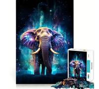 Puzzle Nébuleuse Éléphant Néon 1000 Pièces pour Adolescents Jeu de Rappel Apaisant et Découpe Claire Cadeau Joli (50x75cm)