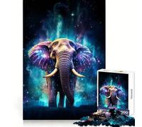 Puzzle Nébuleuse Éléphant Néon pour Adolescents 1000 Pièces Jeu de Train Logique Confortable et Découpe Lisse Cadeau de Festival (38x26cm)