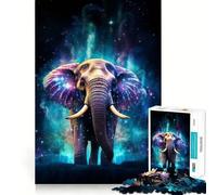 Puzzle Nébuleuse Éléphant Néon pour Adolescents 1000 Pièces Jeu de Train Logique Confortable et Découpe Lisse Cadeau de Festival (38x26cm)