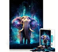 Puzzle Nébuleuse Éléphant Néon pour Adolescents 1000 Pièces Jeu d'Entraînement Cérébral Image Détendue et Douce Surprise (38x52cm)