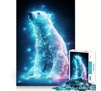 Puzzle Nébuleuse Ours Polaire Néon pour Adultes 1000 Pièces Jeu de Réflexion Détente et Amusant Pièce de Collection Art aux Bords Nets (50x75cm)