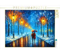 CALVENDO Puzzle de Neige dans Le Parc avec lanternes | Taille de la Pose - Puzzle Photo pour des Heures heureuses
