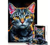 Puzzle néon American Shorthair Portrait 1000 pièces pour Adolescents Détente et réflexion Assemblage Solide (38x26cm)