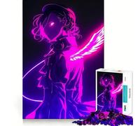 Puzzle Neon Angel Girl pour Adolescents, 1000 pièces, pour stimuler la mémoire, se détendre et s'amuser Un Cadeau Exquis (38x26cm)