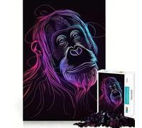 Puzzle néon Animaux pour Adolescents 1000 pièces,Jeu Stimulant l'esprit,Taille Uniforme,pièces précises,activité Amusante en Famille Le Soir (38x26cm)