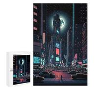 Puzzle Neon Cityscape Under The Moon, 1000 PCS, Activité Créative À La Maison, comme Activité Captivante pour Les Soirées Tranquilles