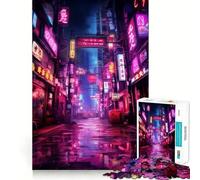 Puzzle néon Cyberpunk Japonais 1000 pièces pour Adolescents, stimule la mémoire, déstresse, décoration Murale à Bords Nets (50x75cm)