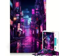 Puzzle néon Cyberpunk Japonais pour Adultes, 1000 pièces, Jeu de Concentration et de détente, Bordure serrée, Cadeau du Père Noël (50x75cm)