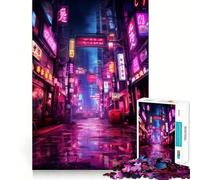 Puzzle néon Cyberpunk Japonais pour Adultes, 1000 pièces, Jouet d'exercice Mental, détente, Design, Assemblage, Cadeau Exquis (38x26cm)