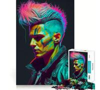 Puzzle néon Cyberpunk Punk pour Adolescents 1000 pièces, Jeu de logique Fine, Doux et Relaxant, Bords Nets, Cadeau de qualité supérieure (38x26cm)