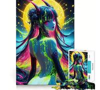 Puzzle Neon Demon Girl 1000 pièces pour Adultes, Jeu de logique Solide, Anti-Stress, Bords Nets, Cadeau attentionné (50x75cm)