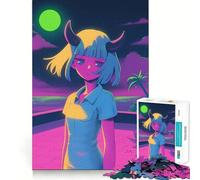 Puzzle Neon Demon Girl pour Adolescents, 1000 pièces, Jeu de logique Solide, Plaisir partagé, Bords Nets, Joli Cadeau (38x52cm)